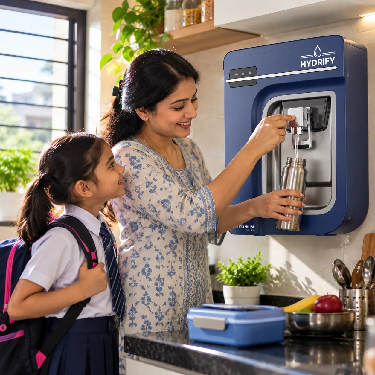 Hydrify Titanium Series RO Purifier Family Kitchen